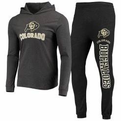 Concepts Sport Men's Black/Charcoal Colorado Buffaloes Meter Long Sleeve Hoodie T-Shirt & Jogger Pants Sleep Set