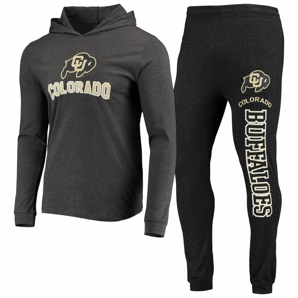 Concepts Sport Men's Black/Charcoal Colorado Buffaloes Meter Long Sleeve Hoodie T-Shirt & Jogger Pants Sleep Set 1 Concepts Sport Men's Black/Charcoal Colorado Buffaloes Meter Long Sleeve Hoodie T-Shirt & Jogger Pants Sleep Set