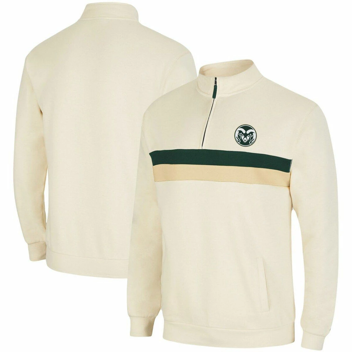 Colosseum Men's Cream Colorado State Rams Activities Quarter-Zip Jacket 2 Colosseum Men's Cream Colorado State Rams Activities Quarter-Zip Jacket - Image 2