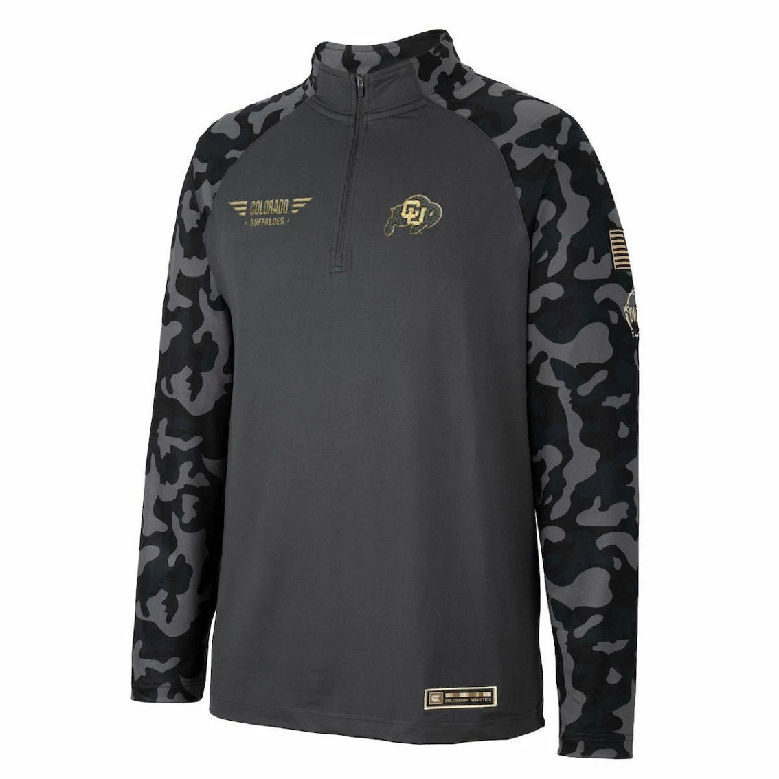 Colosseum Men's Charcoal Colorado Buffaloes OHT Military Appreciation Long Range Raglan Quarter-Zip Jacket 3 Colosseum Men's Charcoal Colorado Buffaloes OHT Military Appreciation Long Range Raglan Quarter-Zip Jacket - Image 3