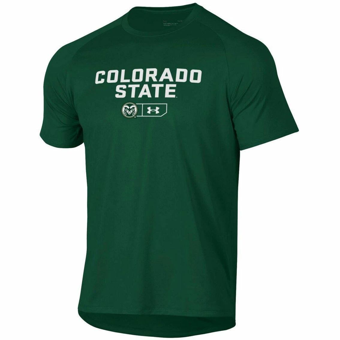 Under Armour Men's Green Colorado State Rams Lockup Tech Raglan T-Shirt 3 Under Armour Men's Green Colorado State Rams Lockup Tech Raglan T-Shirt - Image 3