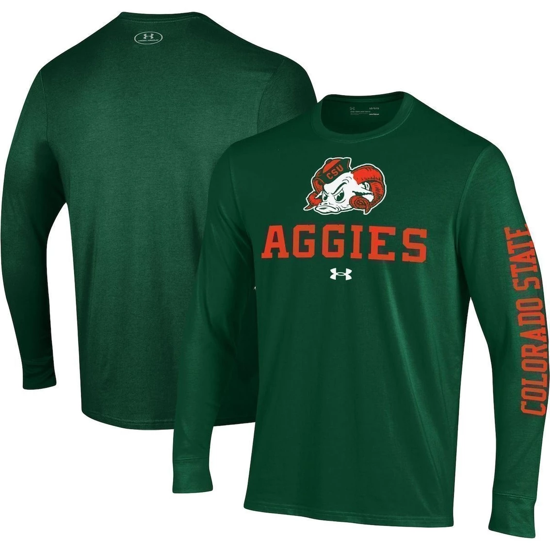 Under Armour Men's Green Colorado State Rams Aggies Sideline Two-Hit Performance Long Sleeve T-Shirt 1 Under Armour Men's Green Colorado State Rams Aggies Sideline Two-Hit Performance Long Sleeve T-Shirt