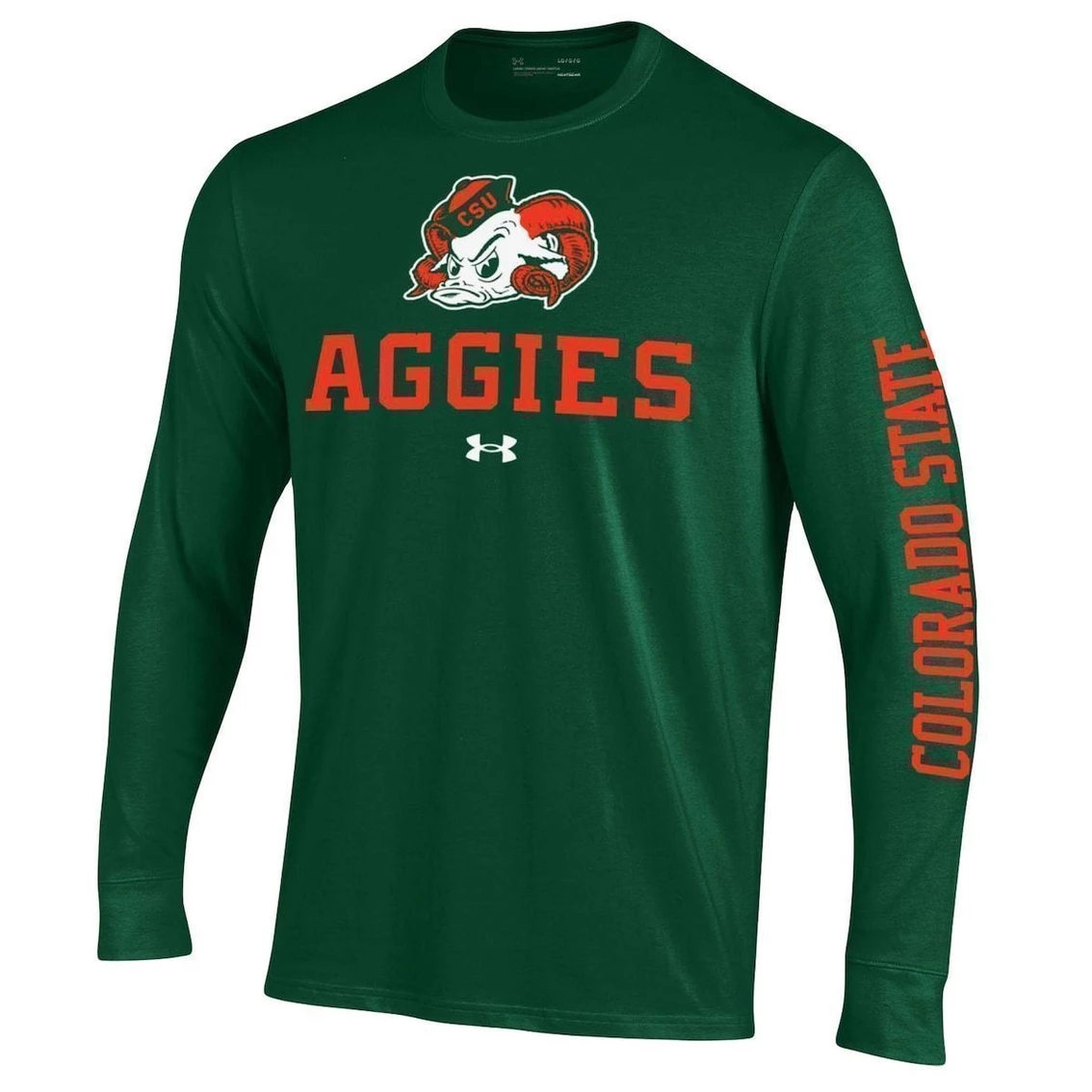 Under Armour Men's Green Colorado State Rams Aggies Sideline Two-Hit Performance Long Sleeve T-Shirt 3 Under Armour Men's Green Colorado State Rams Aggies Sideline Two-Hit Performance Long Sleeve T-Shirt - Image 3