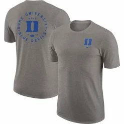Men's Nike Heather Gray Duke Blue Devils Logo 2-Hit Tri-Blend T-Shirt