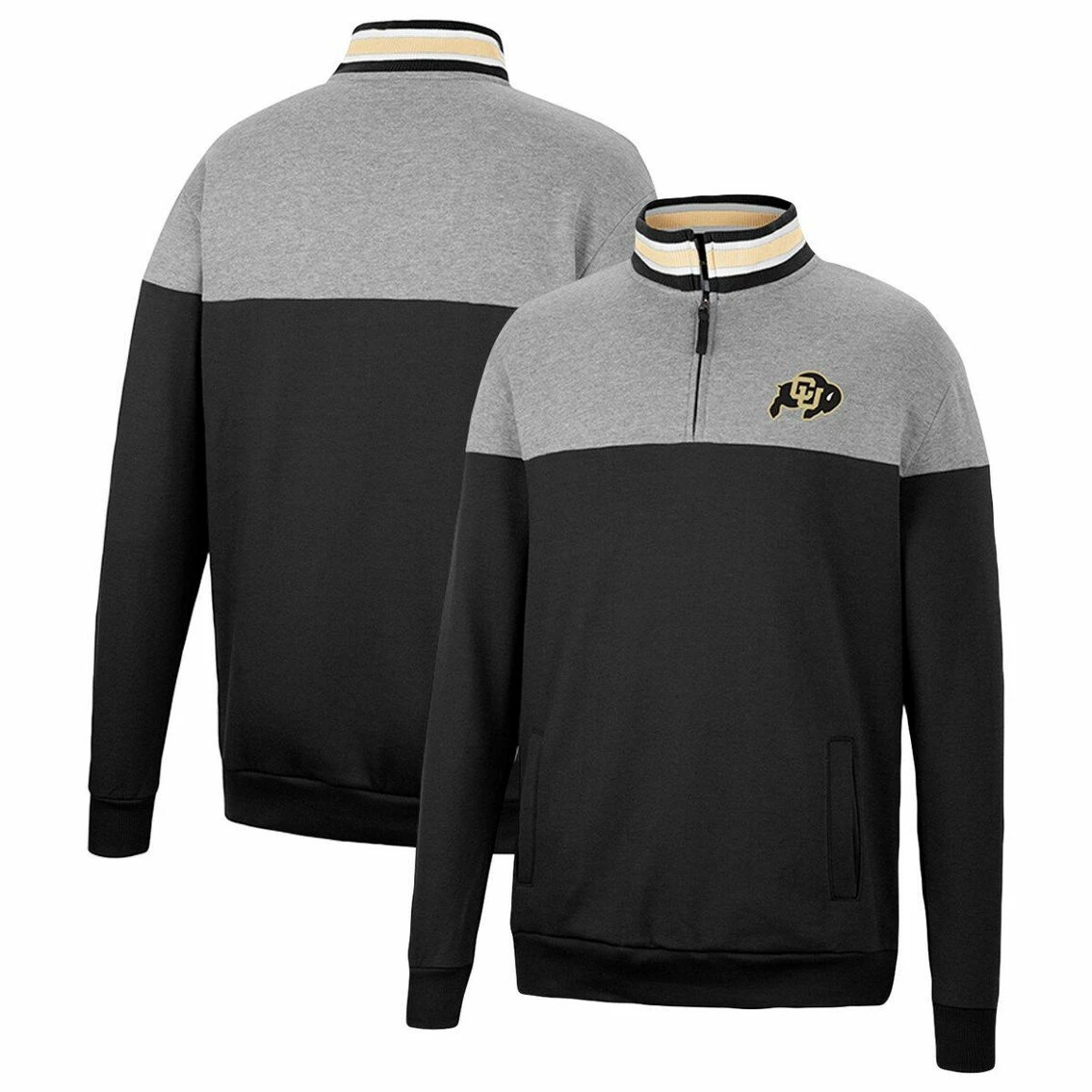 Men's Colosseum Heathered Gray/Black Colorado Buffaloes Be The Ball Quarter-Zip Top 1 Men's Colosseum Heathered Gray/Black Colorado Buffaloes Be The Ball Quarter-Zip Top