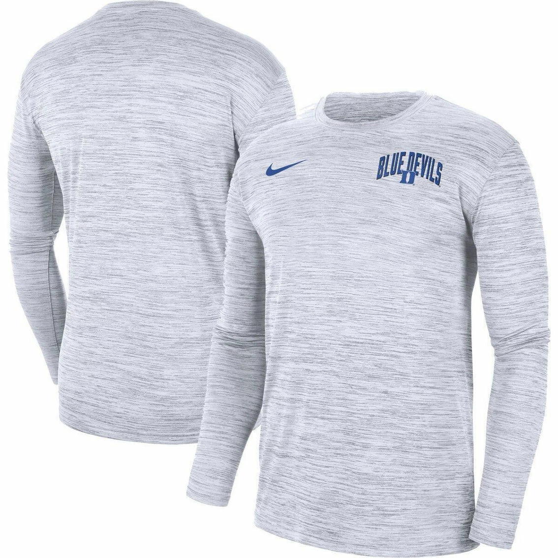 Nike Men's White Duke Blue Devils Sideline Game Day Velocity Performance Long Sleeve T-Shirt 2 Nike Men's White Duke Blue Devils Sideline Game Day Velocity Performance Long Sleeve T-Shirt - Image 2