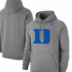 Nike Men's Heather Gray Duke Blue Devils Logo Club Pullover Hoodie