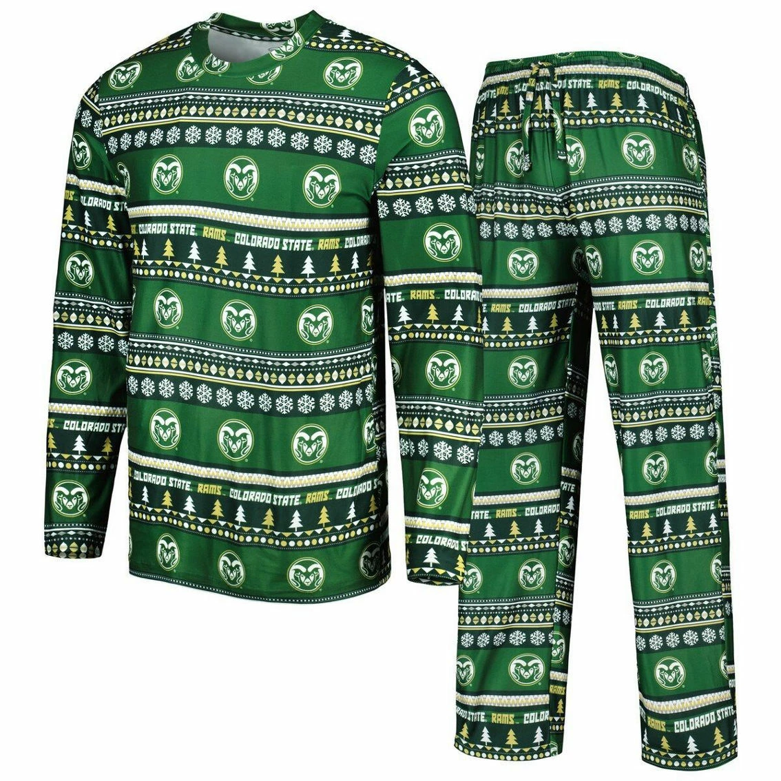 Men's Concepts Sport Green Colorado State Rams Swivel Long Sleeve T-Shirt & Pants Sleep Set 2 Men's Concepts Sport Green Colorado State Rams Swivel Long Sleeve T-Shirt & Pants Sleep Set - Image 2