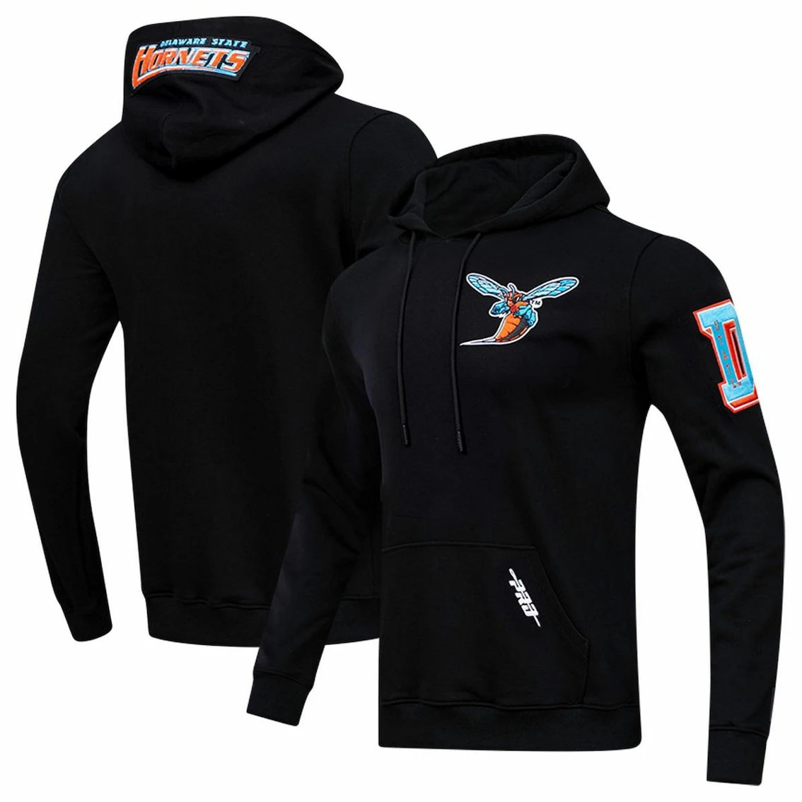 Pro Standard Men's Black Delaware State Hornets University Classic Pullover Hoodie 2 Pro Standard Men's Black Delaware State Hornets University Classic Pullover Hoodie - Image 2