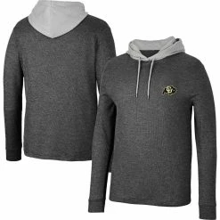 Colosseum Men's Black Colorado Buffaloes Ballot Waffle-Knit Thermal Long Sleeve Hoodie T-Shirt