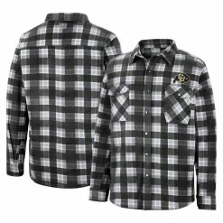 Colosseum Men's Black/White Colorado Buffaloes Ellis Plaid Full-Snap Shirt Jacket