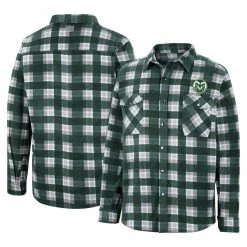 Colosseum Men's Green/White Colorado State Rams Ellis Plaid Full-Snap Shirt Jacket