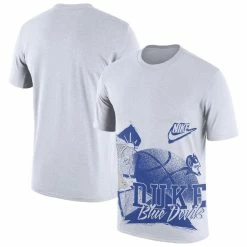 Nike Men's White Duke Blue Devils Basketball 90s Hoop Max T-Shirt