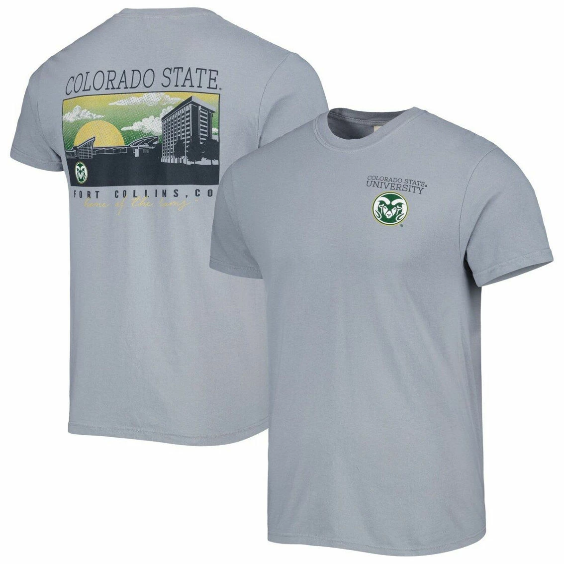 Image One Men's Gray Colorado State Rams Campus Scenery Comfort Color T-Shirt 2 Image One Men's Gray Colorado State Rams Campus Scenery Comfort Color T-Shirt - Image 2