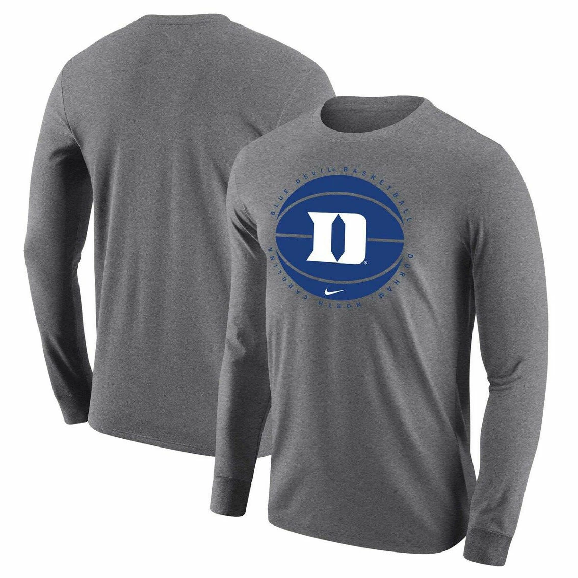 Nike Men's Heather Gray Duke Blue Devils Basketball Long Sleeve T-Shirt 1 Nike Men's Heather Gray Duke Blue Devils Basketball Long Sleeve T-Shirt