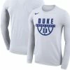 Nike Men's White Duke Blue Devils Basketball Drop Legend Long Sleeve Performance T-Shirt