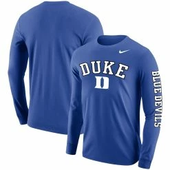 Nike Men's Royal Duke Blue Devils Arch & Logo Two-Hit Long Sleeve T-Shirt