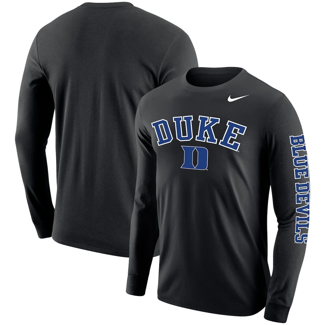 Nike Men's Black Duke Blue Devils Arch & Logo Two-Hit Long Sleeve T-Shirt 1 Nike Men's Black Duke Blue Devils Arch & Logo Two-Hit Long Sleeve T-Shirt