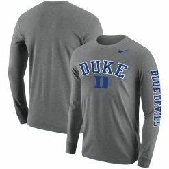 Nike Men's Heathered Gray Duke Blue Devils Arch & Logo Two-Hit Long Sleeve T-Shirt