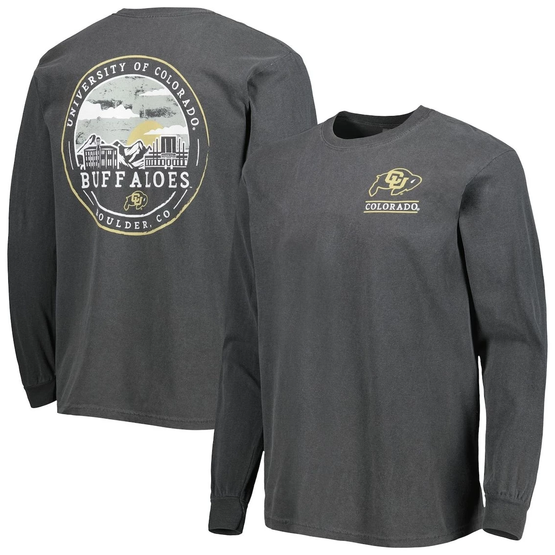 Image One Men's Black Colorado Buffaloes Circle Campus Scene Long Sleeve T-Shirt 2 Image One Men's Black Colorado Buffaloes Circle Campus Scene Long Sleeve T-Shirt - Image 2