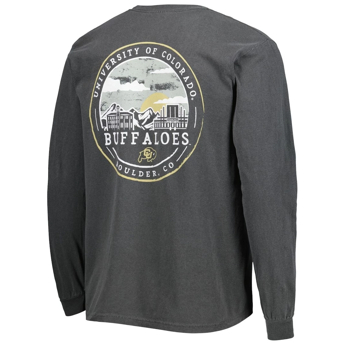 Image One Men's Black Colorado Buffaloes Circle Campus Scene Long Sleeve T-Shirt 4 Image One Men's Black Colorado Buffaloes Circle Campus Scene Long Sleeve T-Shirt - Image 4